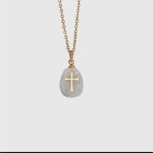 Elegant Gold and Gray Cross Pendant Necklace